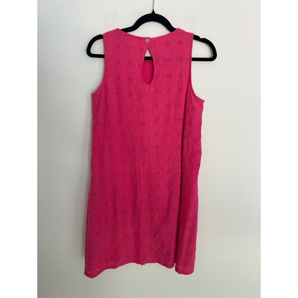 Charlie Paige Hot Pink Cotton Eyelet Sleeveless Shift Dress Womens Small - Picture 9 of 9